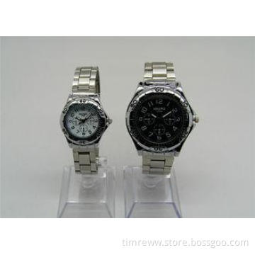 Business Couples metal wrist watch alloy case 3-eyes design